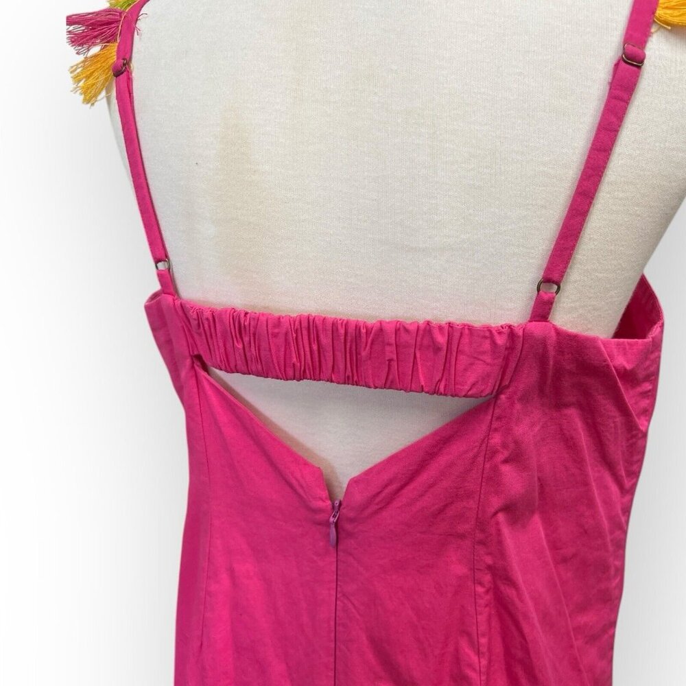 Anthropologie The Hartley Shift Mini Dress Size S Small Pink Fringe - Picture 7 of 7